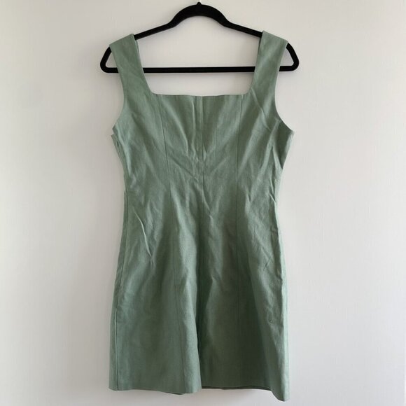 AVEC LES FILLES Linen Square Neck Cutout Dress - Picture 11 of 13